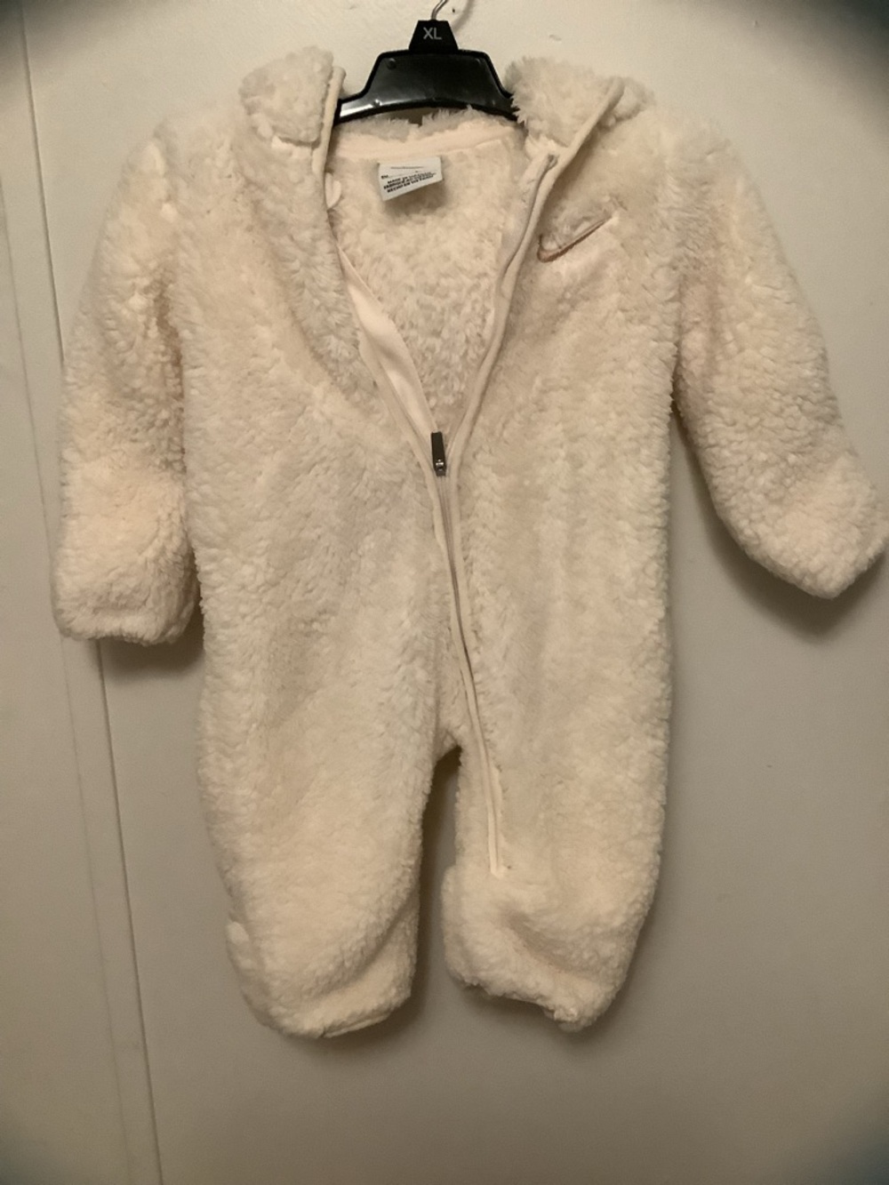 Nike Cream Plush Sherpa Baby One-Piece Footed Bunting